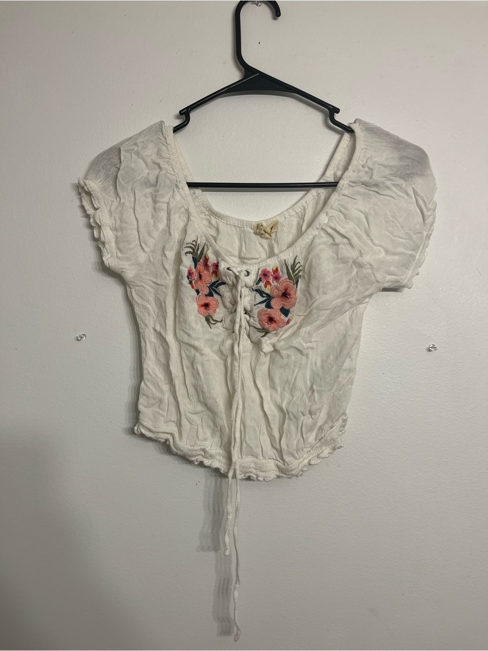 Hollister white flower corset style crop top size medium